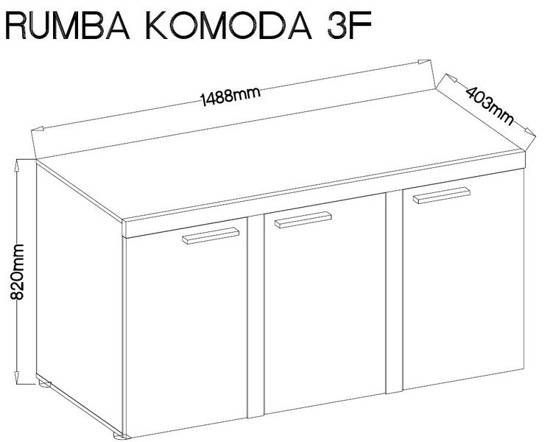 Komoda Rumba GRDL22 3F dąb lefkas / grafit