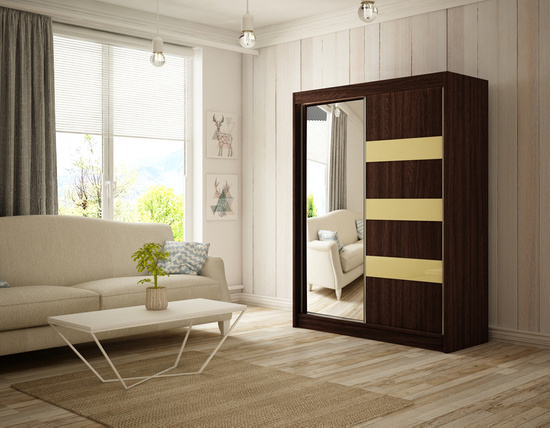 Szafa przesuwna Lotse Wenge + lacobel Wanilla 120 Arton